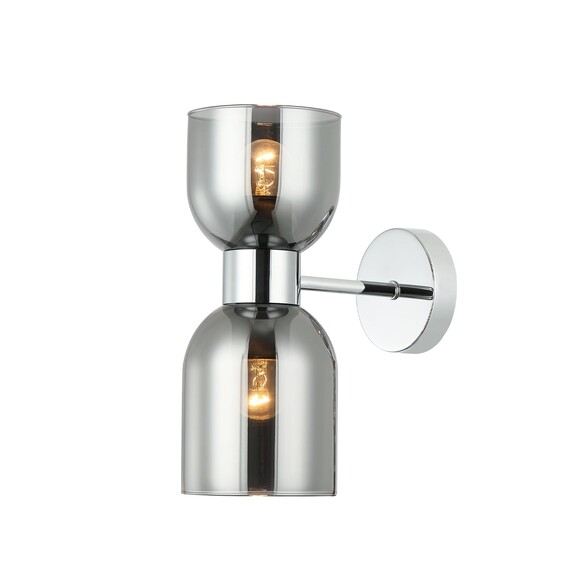 CLESSIDRA2W - Interior Mirror Finish Smokey Black / Opal Glass Ellipse Wall Lights
