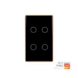 HV9220-4 - Wifi 4 Gang Black with Gold Trim Wall SwitchHV9220-4