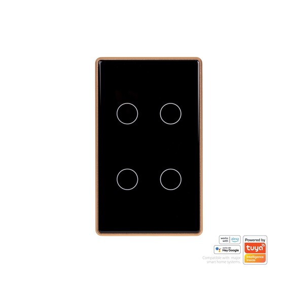 HV9220-4 - Wifi 4 Gang Black with Gold Trim Wall Switch