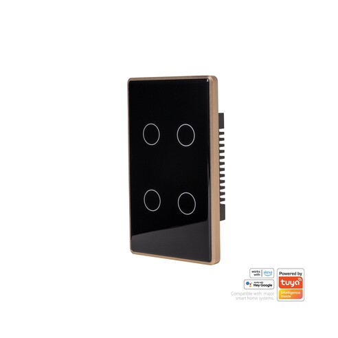 HV9220-4 - Wifi 4 Gang Black with Gold Trim Wall HV9220-4