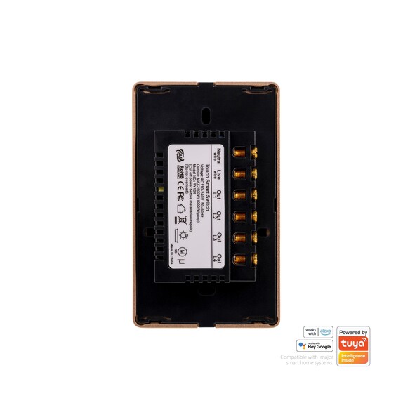 HV9220-4 - Wifi 4 Gang Black with Gold Trim Wall HV9220-4