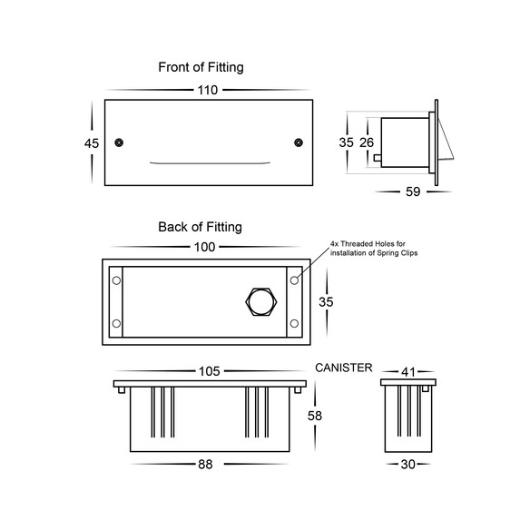 HV3011T-BR-12V - Corba Brass 3W Recessed Brick HV3011T-BR-12V