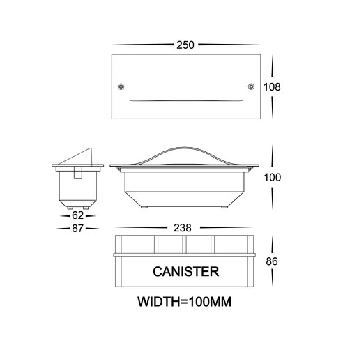 HV3013T-BR-12V - Corba Brass 10W Recessed Brick HV3013T-BR-12V