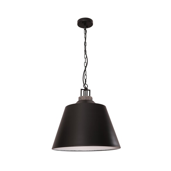 CLOCHE2 - Interior Metal Shade with Travertine Highlight Bell Shape Pendant Lights - White Shade Beige Travertine Highlight