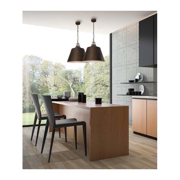 CLOCHE2 - Interior Metal Shade with Travertine CLOCHE2