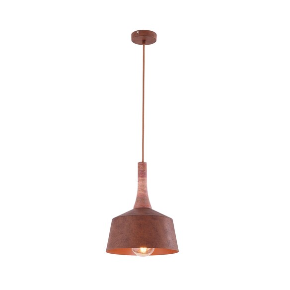 OXIDO3 - Interior Rustic Brown with Travertine Highlight Angled Dome Pendant Lights