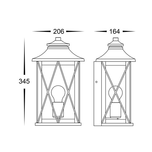 HV3532W-S-BLK - Odin Galvanised Iron Black Wall HV3532W-S-BLK