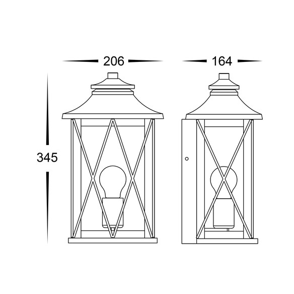 HV3532W-S-BLK - Odin Galvanised Iron Black Wall HV3532W-S-BLK