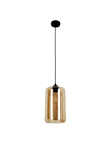 PENDANT ES 60W AMBER GLASS OBLONG OD180mm x H360mm 3m cable WTY 1YR