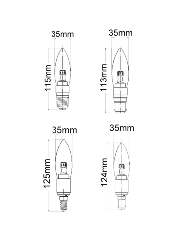 CAN2D - Candle LED Dimmable Globes Clear / CAN2D