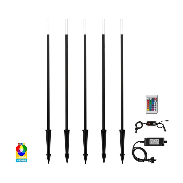 HV1514RGBCW-BLK-KIT - Drique Aluminium Black RGBCW 5 Light LED Bollard Spike Light Kit