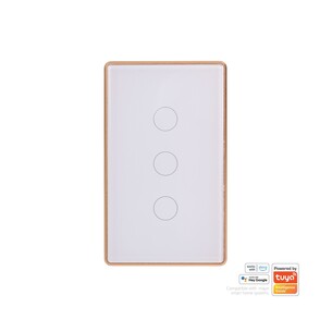 HV9120-3 - Wifi 3 Gang White with Gold Trim Wall SwitchHV9120-3