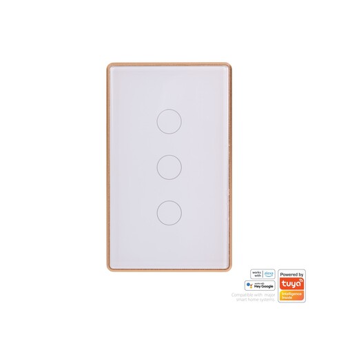 Wifi 3 Gang White with Gold Trim Wall Switch
