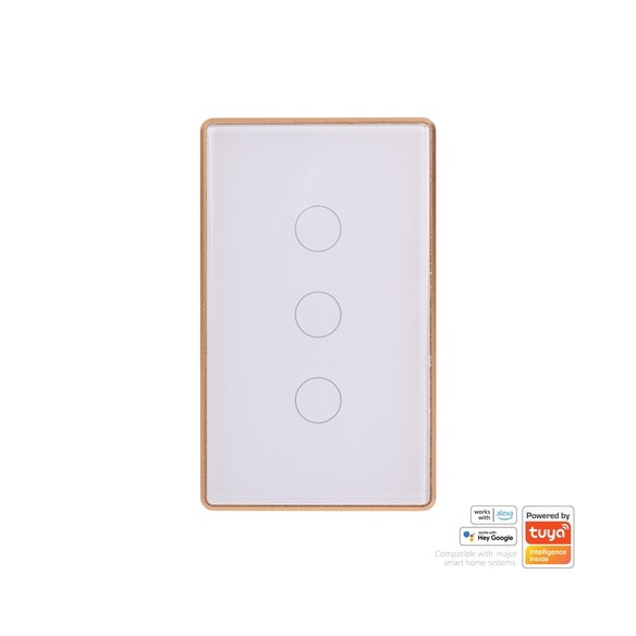 HV9120-3 - Wifi 3 Gang White with Gold Trim Wall Switch