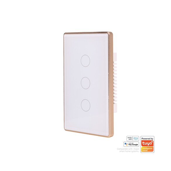 HV9120-3 - Wifi 3 Gang White with Gold Trim Wall HV9120-3