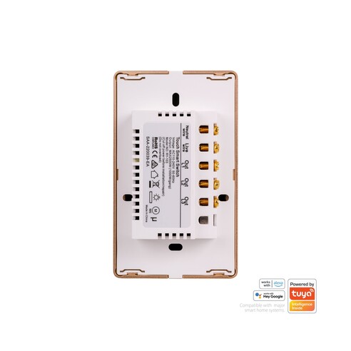 HV9120-3 - Wifi 3 Gang White with Gold Trim Wall HV9120-3