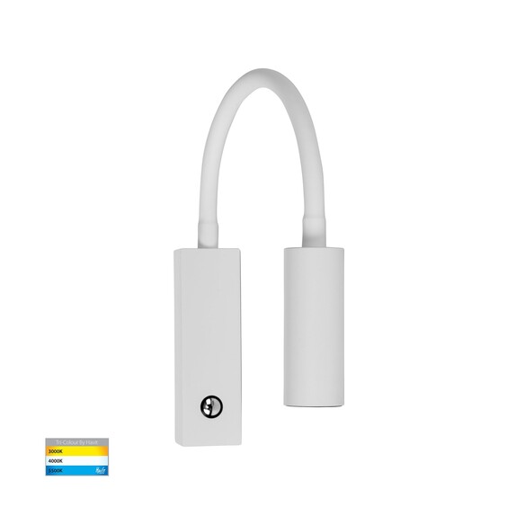 HV3687T-WHT - Lesen White Single Adjustable Wall Light with Flexible Arm