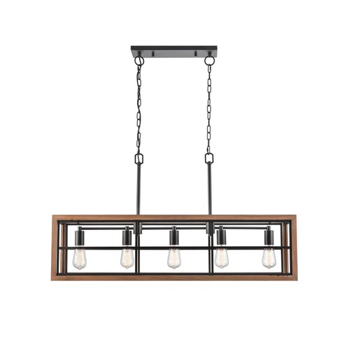 BANQUET1 - BANQUET Retro Interior Rectangular Wood Frame Pendant Light