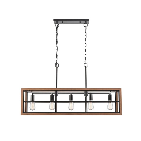 BANQUET1 - BANQUET Retro Interior Rectangular Wood Frame Pendant Light