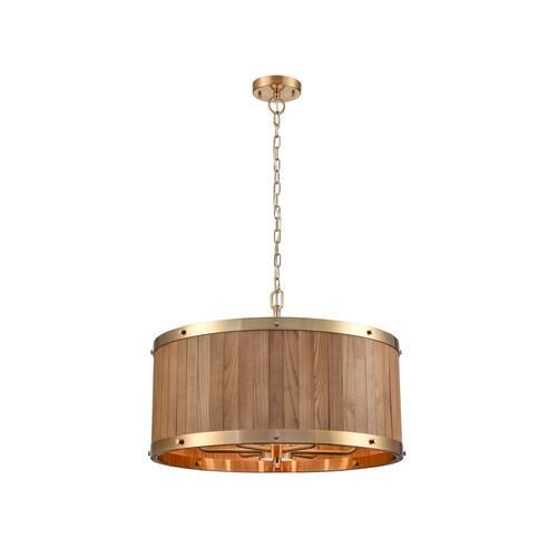 BARRIQUE2 - BARRIQUE Retro Interior Large Drum Wood Pendant Lights