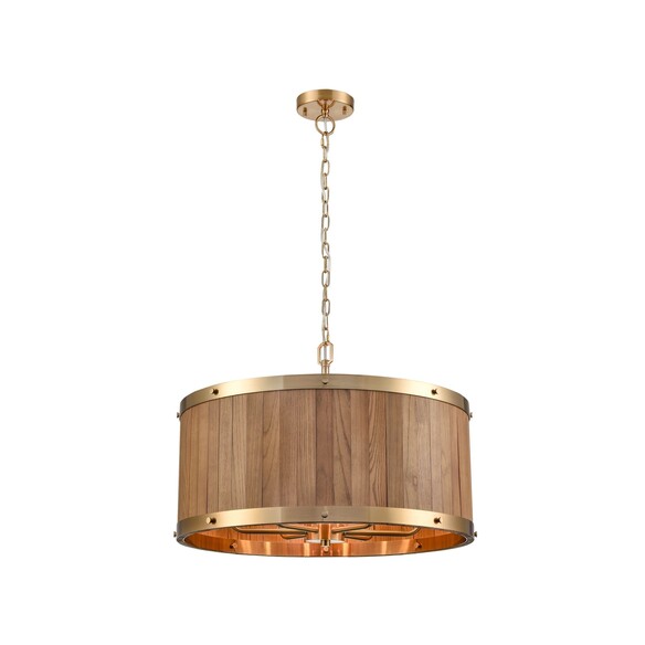 BARRIQUE2 - BARRIQUE Retro Interior Large Drum Wood Pendant Lights