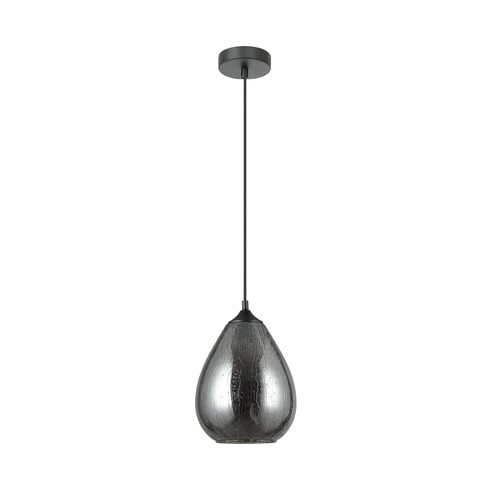 CHUVA4 - CHUVA Smokey Black Mirror Finish Glass with Rain Drop Effect Oval Pendant Light