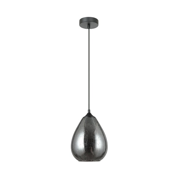 CHUVA4 - CHUVA Smokey Black Mirror Finish Glass with Rain Drop Effect Oval Pendant Light