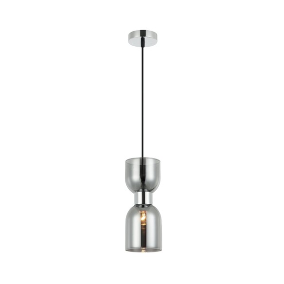CLESSIDRA2 - CLESSIDRA Interior Mirror Finish Smokey Black / Opal Glass Ellipse Pendant Lights
