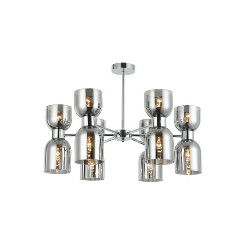 CLESSIDRA4 - CLESSIDRA Interior Mirror Finish Smokey Black / Opal Glass Ellipse x12 Round Base Pendant Lights