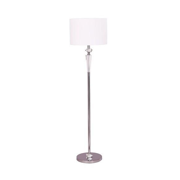 CRISTALLO-F1 - CRISTALLO Interior Drum Shade Chrome Rod with Crystal Highlight Floor Lamp - Off Foot Switch.  Not Suitable Fo...