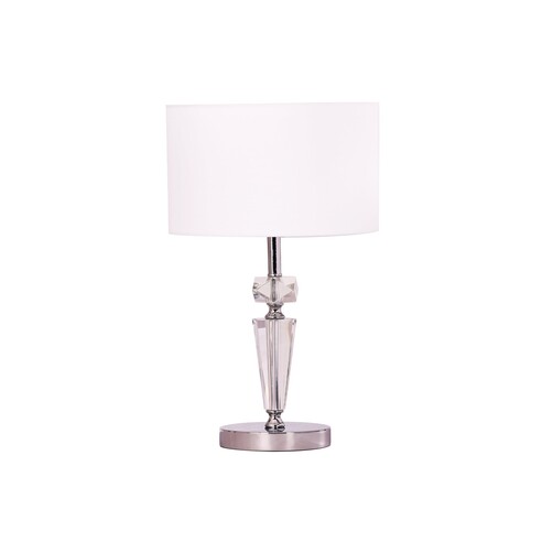 CRISTALLO-T1 - CRISTALLO Interior Drum Shade Chrome Rod with Crystal Highlight Table Lamp - Off Switch.  Not Suitable For Dim...