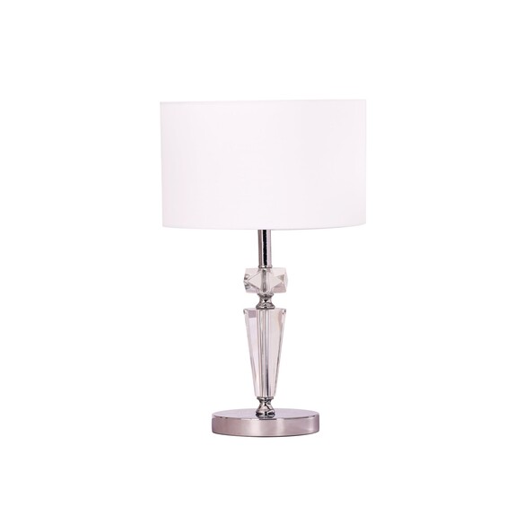 CRISTALLO-T1 - CRISTALLO Interior Drum Shade Chrome Rod with Crystal Highlight Table Lamp - Off Switch.  Not Suitable For Dim...