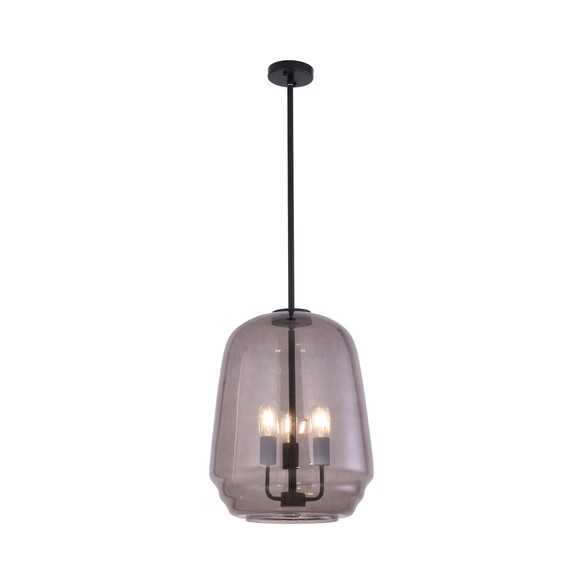 CUAD1 - CUAD Interior Smokey Black Round Pyramid Glass Shade Pendant Light