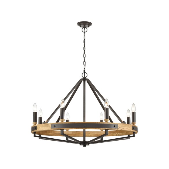 FUNALE2 - FUNALE Interior Candelabra Natural Wood / Oak Wood 8-Light Pendant Lights