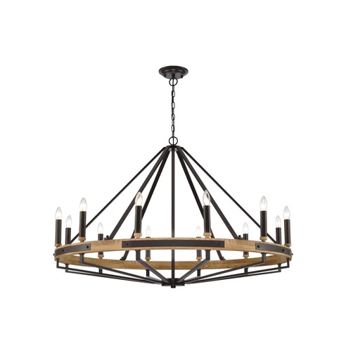 FUNALE6 - FUNALE Interior Candelabra Natural Wood / Oak Wood 12-Light Pendant Lights