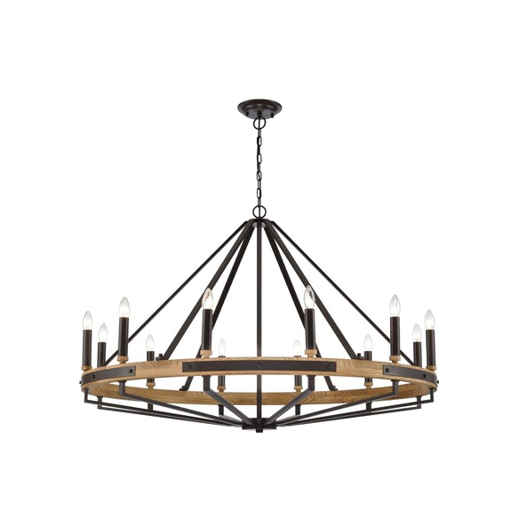 FUNALE6 - FUNALE Interior Candelabra Natural Wood / Oak Wood 12-Light Pendant Lights