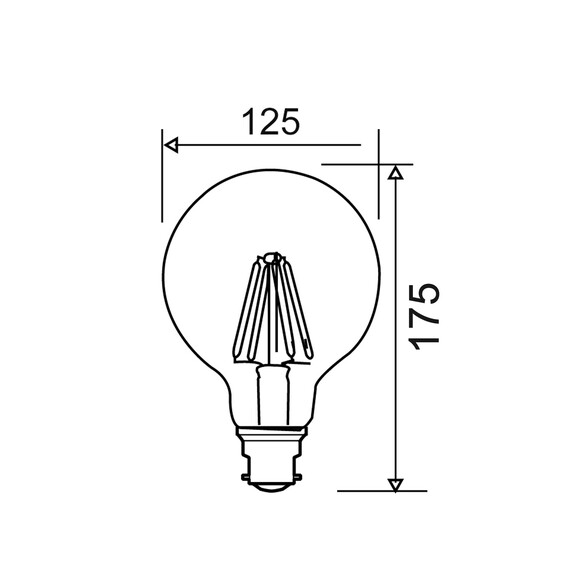 G12512 - G125 LED Filament Dimmable Globes G12512