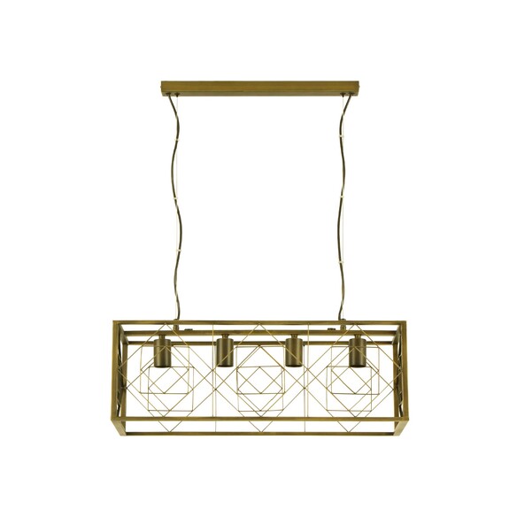 GAGGIA1 - GAGGIA Interior Rectangular Imitation Antique Brass Cage Pendant Light