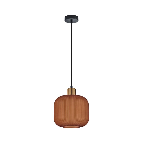 GOMITAS1 - GOMITAS Interior Translucent Glass Shade with Brass Highlight Pendant Lights