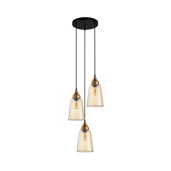 JEREZ2X3R - JEREZ Bronze Amber/ Smokey Black Ellipse Glass Flat Top Pendant Lights