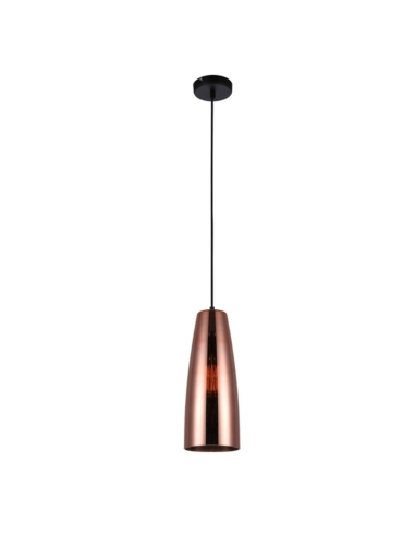 PENDANT ES 72W Copper coloured Glass Flat Top Ellipse OD135mm x H350mm 3m cable WTY 1YR