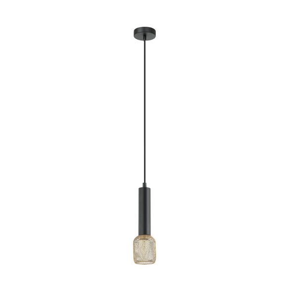 MIKRO2 - MIKRO Modern Karaoke Mic Shape Interior Cylinder & Mesh Pendant Lights - Antique Brass with Chrome Mesh