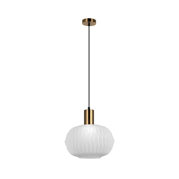 PAPEL2 - PAPEL Interior Pleated Opal Opaque / Translucent Dome Glass Pendant Lights