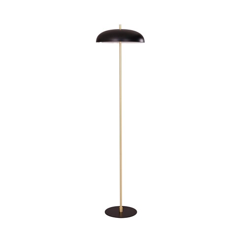 PARAGUAS-F1 - PARAGUAS Interior Black Dome Shade with Brass Rod Floor Lamp - Off Foot Switch.  Not Suitable For Dimming Base:...