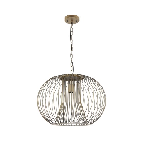 PARRILLA6 - PARRILLA Interior Round Cage Iron Pendant Lights - Antique Brass Chain Canopy Size: Ø120x25mm Warranty: 1 Year Re...