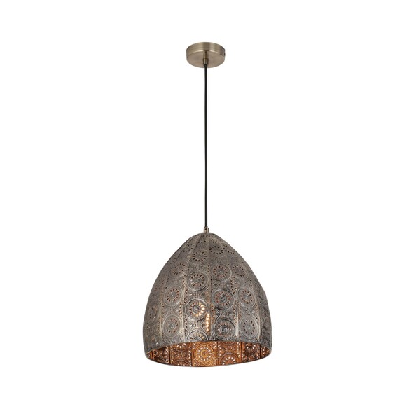 SARI1 - SARI Bohemian Interior Embossed Ellipse Aged Brass Steel Ombre Pendant Light
