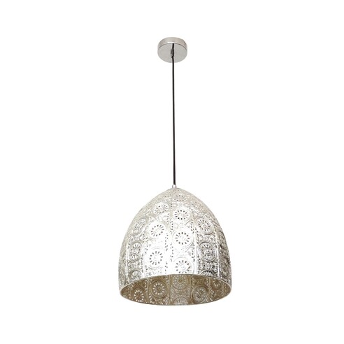 SARI2 - SARI Bohemian Interior Embossed Ellipse Chrome Steel Pendant Light