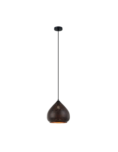 PENDANT ES 72W BLK Ellipse with Gold Interior OD300mm x H280mm 3m cable WTY 1YR