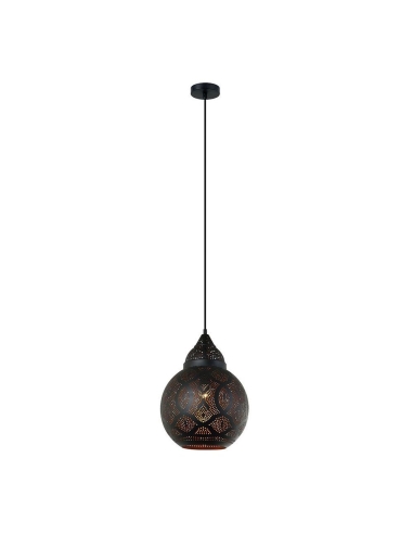 PENDANT ES 72W BLK BELL with Gold interior OD 300mm x H390mm 3m cable WTY 1YR