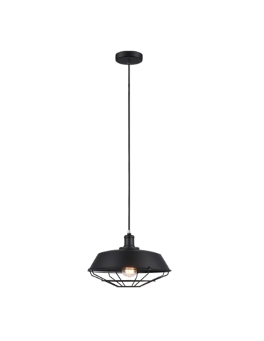 PENDANT ES 72W DOME & CAGE BLK  OD360mm x H230mm 3m cable  WTY 1YR
